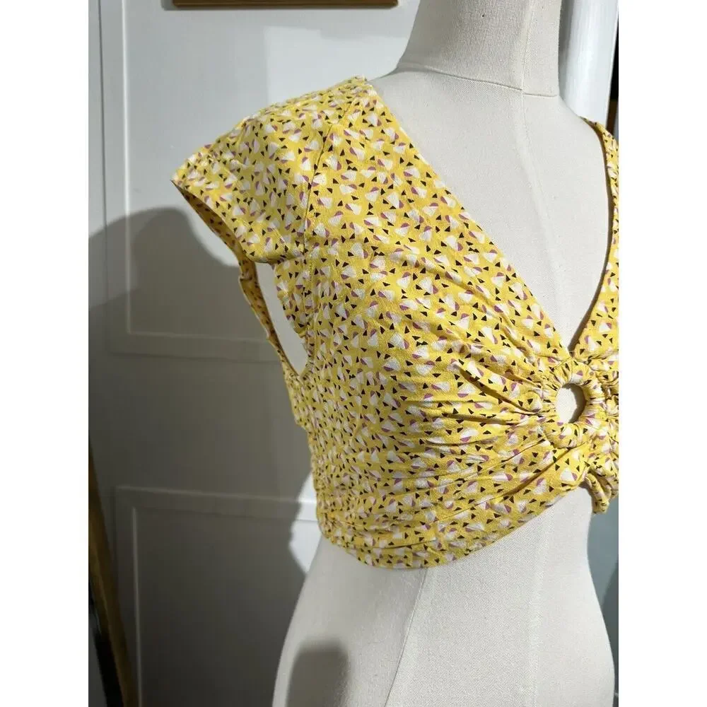 Free People Women’s Havana Honey Crop Top Blouse Yellow Size XS NWT